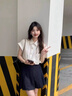 哈魯?shù)霞兠抟r衫女夏季新款寬松顯瘦減齡遮肚子上衣休閑通勤小飛袖襯衣 白色 M (90-110斤） 曬單實(shí)拍圖