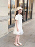 G.DUCKKIDS小黃鴨童裝女童連衣裙夏季新款兒童裙子女孩夏裝魚(yú)尾裙網(wǎng)紗旗袍裙 米白色 140 尺碼9~10歲【130-140cm】cm 曬單實(shí)拍圖