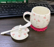 后海杯子陶瓷杯女馬克杯帶蓋帶勺子家用喝水杯骨瓷早餐杯咖啡杯少女心 胖胖杯-小碎花400ML【可微波】 曬單實(shí)拍圖