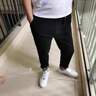 予瑾矮個子夏季八分男褲九分休閑褲男生高彈純色簡約款褲潮流新款百搭 862黑色 2XL 建議140-155斤 曬單實拍圖