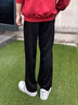 楠笙記男士寬松直筒休閑長(zhǎng)褲高級(jí)感褶皺簡(jiǎn)約百搭dk闊腿冰絲黑色西裝褲子 黑色 XL 曬單實(shí)拍圖