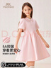英氏（YEEHOO）女童連衣裙兒童裙子夏季時(shí)尚淑女學(xué)院風(fēng)半袖公主裙新款中小童裝 慢調生活淡粉 130 曬單實(shí)拍圖