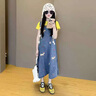 哈羅小黃鴨 HAL.DUCK女童夏季連衣裙2025新款洋氣兒童背心牛仔裙韓版時(shí)髦女孩卡通長裙 圖片色 120 cm 曬單實(shí)拍圖