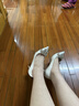 桂岐 溫柔風(fēng)緞面白色婚鞋高跟鞋細(xì)跟女尖頭水鉆全包不累腳單鞋新娘鞋 【白色】 7.5cm 36 曬單實(shí)拍圖