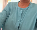 銅牛汗布六分袖開襟女衫2025春夏新款睡衣家居服上衣女VS347 藍(lán)綠 L 170/95 曬單實(shí)拍圖