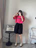 何佳功短褲女休閑女士高腰顯瘦設計感闊腿學(xué)生夏季百搭褲子寬松五分褲 黑色 M 【建議90-110斤】 曬單實(shí)拍圖