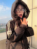 鴨鴨中長(zhǎng)款羽絨服女2025冬季新款撞色連帽時(shí)尚保暖顯瘦韓版派克服外套 米白色 M (建議110-130斤) 曬單實(shí)拍圖