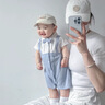 G. DUCKKIDS小黃鴨嬰兒連體衣夏季薄款寶寶周歲禮服滿月百天哈衣新生兒夏天衣 藍(lán)色印象短袖連體 73cm 曬單實(shí)拍圖