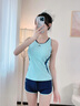 李寧（LI-NING）泳衣女分體水上運動背心短褲新款溫泉訓(xùn)練速干沙灘成人泳裝 LSYW183-1藍色印花【水陸兩用】 L 【身高157-167體重50-55kg】 曬單實拍圖