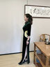 金絲絨旗袍長款墨綠色2025新款旗袍秀走秀演出服中老年媽媽裝優(yōu)雅 墨綠色 七分袖 L 曬單實拍圖