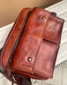 慢時(shí)光（mantime）復古手工真皮斜挎包休閑男包通勤郵差包頭層牛皮單肩包商務(wù)背包 淺棕色 曬單實(shí)拍圖