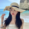 妝羽婉海邊度假大帽檐太陽(yáng)帽女2025年春新款遮陽(yáng)防曬帽子法式編織草帽潮 曬單實(shí)拍圖