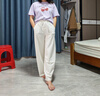 森馬（Semir）休閑褲女時尚打褶闊腿褲2025夏季氣質(zhì)格子肌理彎刀褲107425127002 曬單實拍圖