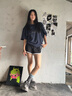 Calvin Klein內(nèi)衣【摩登引力帶】女士本命年ck家居外穿睡褲辣妹運動短褲QS5982 001-太空黑 S 曬單實拍圖