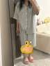 無印良品（MUJI）男式 涼感雙層紗織短袖睡衣套裝 男士家居服涼感物語25年夏季 煙熏綠色豎條紋 L -XL上裝180/104A下裝180/92A 曬單實拍圖