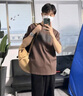 LeoHan短袖t恤男夏季日系ins潮流潮牌圓領(lǐng)半袖純棉寬松休閑上衣 咖色 XL （建議150-170斤） 曬單實(shí)拍圖