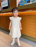 幼歌（YOUGE）2025夏季新款嬰幼兒小飛袖國風(fēng)連衣裙新中式寬松裙子潮 米色 90 cm 曬單實(shí)拍圖