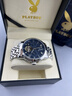 花花公子新款男士全自動(dòng)機械手表鋼帶蝴蝶扣防水夜光多功能鏤空禮盒男腕表 3045男-本色藍面 曬單實(shí)拍圖
