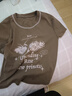 樂(lè )町夏季新款玫瑰字母大圖修身T恤女C2CNE2529 棕色 S 曬單實(shí)拍圖