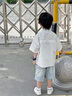 海媽家童裝男童襯衫短袖純棉夏裝2025新款兒童學(xué)院風(fēng)男孩白色襯衣 曬單實拍圖