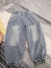 G.duck男女童牛仔褲春款兒童褲子2025新款洋氣燈籠褲寶寶春季休閑收腳褲 牛仔褲【彎刀款】 90 cm 建議身高80左右 曬單實(shí)拍圖