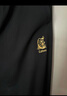 卡賓（CABBEEN）【彈力修身】金線刺繡休閑褲男2024夏新款束腳運(yùn)動(dòng)衛(wèi)褲針織褲 煤黑色01 L 175/50 曬單實(shí)拍圖