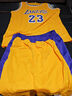 兒童籃球服套裝男童幼兒園比賽訓練服女童東契Q77號球衣詹姆S23號 湖人背心黃色（23號）送五件套 兒童XL（150-155）CM 曬單實(shí)拍圖