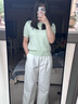 Teenie Weenie小熊針織毛衣女2025年夏季新款清新休閑馬卡龍絞花圓領(lǐng)短袖針織衫 薄荷色 M 曬單實(shí)拍圖