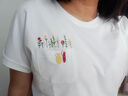 茵曼（INMAN）涼感光板刺繡休閑百搭T恤2025夏季女裝新款寬松圓領(lǐng)短袖上衣  米白色 M 曬單實(shí)拍圖
