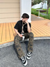 卡圖弛美式高街設計感迷彩褲子男夏季潮流復古直筒hiphop微喇工裝牛仔褲 迷彩 XL 曬單實拍圖