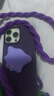 電小嘟 紫小怪獸斜挎掛繩適用蘋果15promax支架手機殼iPhone14plus高級感13手繩12軟11女生閨蜜防摔新款 【暗紫雙掛孔】+紫怪獸支架+手繩+掛繩 iPhone 15Promax 曬單實拍圖