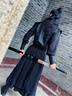 原創(chuàng)漢服武俠古裝演出服勁裝COS服劇本殺cosplay套裝男女影視服裝 青玄套裝（內(nèi)袍+外衣+護腕+腰帶 M 曬單實拍圖
