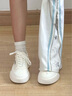 莎萊茜（SALAXI）2025年夏季新款百搭厚底愛(ài)心休閑鞋男女同款情侶輕便運動(dòng)德訓板鞋 白色 36 女款 曬單實(shí)拍圖