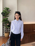 TOMMY HILFIGER【挺括牛津紡】女裝商務(wù)休閑易打理純色條紋長(zhǎng)袖襯衫外套 【條紋牛津紡】藍(lán)白條紋C31 XS 曬單實(shí)拍圖