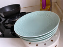 蘇氏陶瓷 SUSHI CERAMICS 青瓷釉陶瓷盤花開富貴湯盤子4件套裝餐具 曬單實(shí)拍圖