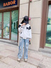 愛 西娜女大童棒球服外套2025春季新款初中生女孩時尚春秋款夾克運動上衣 白色 160 cm 曬單實拍圖