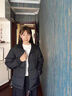 鴨鴨短款羽絨服女冬季2025最新款韓版寬松休閑百搭立領(lǐng)情侶面包服外套 黑色 L 曬單實拍圖
