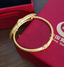 中國黃金（CHINA GOLD）金手鐲嬰兒黃金手鐲兒童蛇年寶寶金飾推拉金鐲子一對滿月周歲禮物 蛇寶手鐲一只 約5.96g 曬單實拍圖