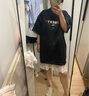 DZZIT地素連衣裙夏季蕾絲設計少女運動風T恤裙 黑色 XS 曬單實拍圖