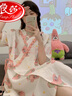 浪莎（LangSha）夏季純棉和服哺乳睡裙薄款短袖月子服產(chǎn)后孕婦睡衣寬松喂奶連衣裙 J-92021#粉-派大星 L 曬單實(shí)拍圖
