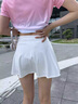 陶芙（taofu）羽毛球服套裝女夏季速干寬松透氣短袖健身服馬拉松跑步三分褲裙 櫻花粉短袖（云朵白裙） XL 曬單實(shí)拍圖