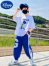G.DUCKKIDS男童套裝夏裝2025新款中大童洋氣男孩夏季短袖時髦兒童夏款運動服 藍色黑褲子套裝 150 cm(150cm) 曬單實拍圖