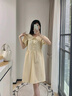 Teenie Weenie小熊女裝夏裝寬松休閑風(fēng)時(shí)尚娃娃領(lǐng)連衣裙泡泡袖裙子 淺卡其色 M 曬單實(shí)拍圖