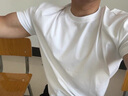 牧唯美式復(fù)古短袖t恤男夏季潮新索羅娜棉正肩收袖口修身顯壯運動衣服 白色 XL [建議125-140斤] 曬單實拍圖