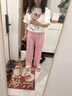 衣然呈品休閑褲女秋季新款美式高街潮牌寬松高腰垂感百搭直筒闊腿長(zhǎng)褲子女 粉色 M 【建議90-105斤】 曬單實(shí)拍圖