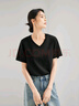 對(duì)白【涼感抑菌】氣質(zhì)V領(lǐng)短袖白色t恤女夏2024新款顯瘦內(nèi)搭小上衣 靜謐黑 【預(yù)售付款后15天發(fā)貨】 L 曬單實(shí)拍圖