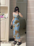 妙奕嘉吊帶連衣裙女裙子夏季2025新款女士長(cháng)裙純欲海邊沙灘裙度假包臀裙 海島色扎染吊帶連衣裙 L 【建議95-105斤】 曬單實(shí)拍圖