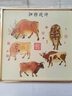 出寫(xiě)新中式扭轉乾坤五牛圖方形客廳裝飾畫(huà)風(fēng)水掛畫(huà)餐廳辦公室壁畫(huà) A款 40*40cm_金色鋁合金框+布紋面_ 曬單實(shí)拍圖