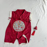 G. DUCKKIDS嬰兒衣服男寶寶夏季唐裝連體衣周歲禮服中式龍鳳呈祥包屁哈衣滿月 紅色爬服 66cm 曬單實拍圖