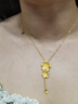夢金園黃金套鏈 櫻花花漾流蘇吊墜足金花朵掛墜項鏈女鎖骨鏈送禮禮物 45cm-約7.84g 曬單實拍圖